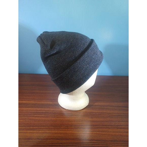 Black Beanie Hat Winking Emoji Fuzzy Face SG FOOTWEAR One Size Cuffed - Picture 9 of 14